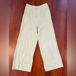 NWOT Madewell Drapey Linen Pull-On Crop Pants - Pale Yellow - XS